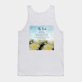 God's Blessing Prayer -  Numbers 6:24-26  Bible Verse - Blessing Scripture with White Flowers and Blue Sky Tank Top